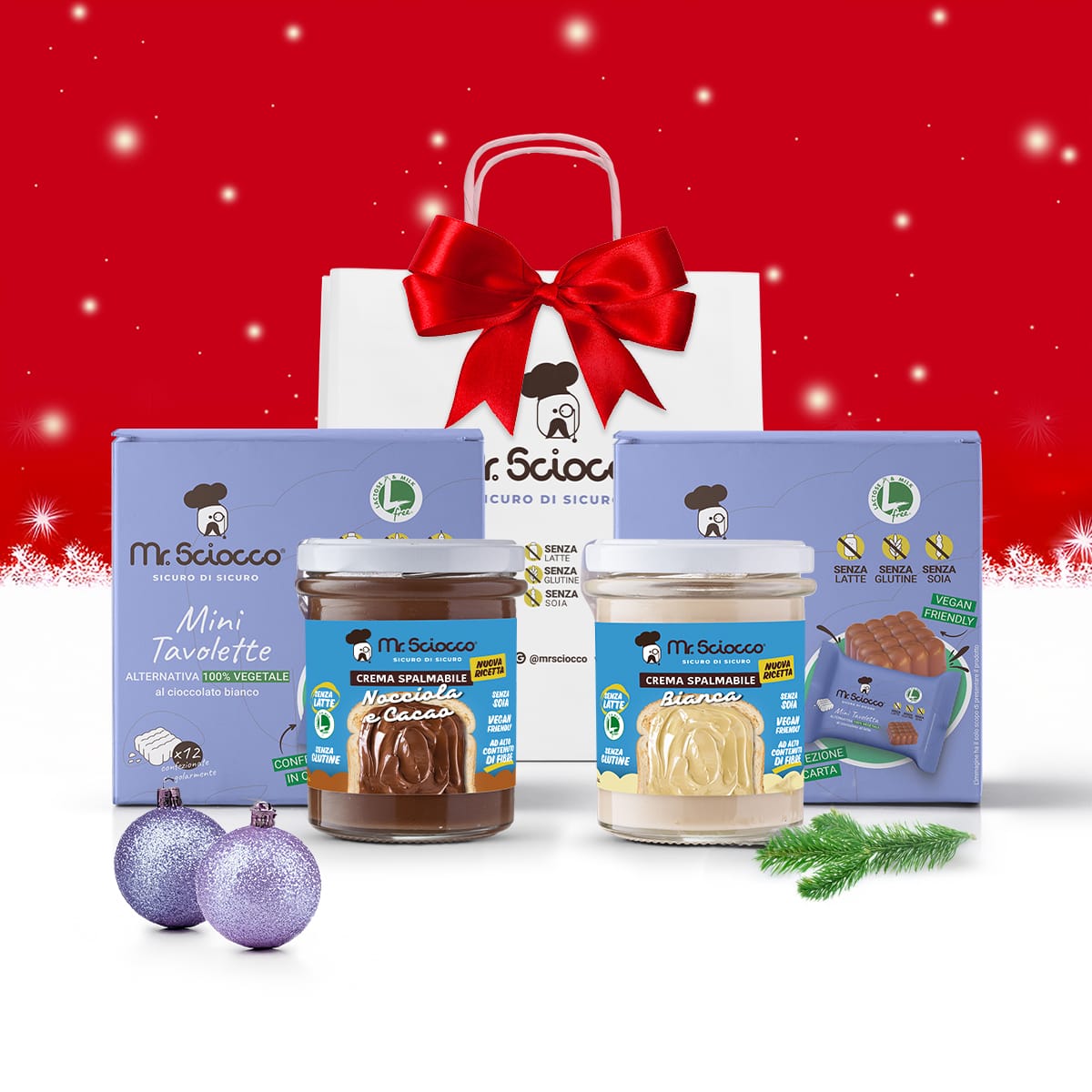 Box regalo cioccolato bianco e cacao senza latte.