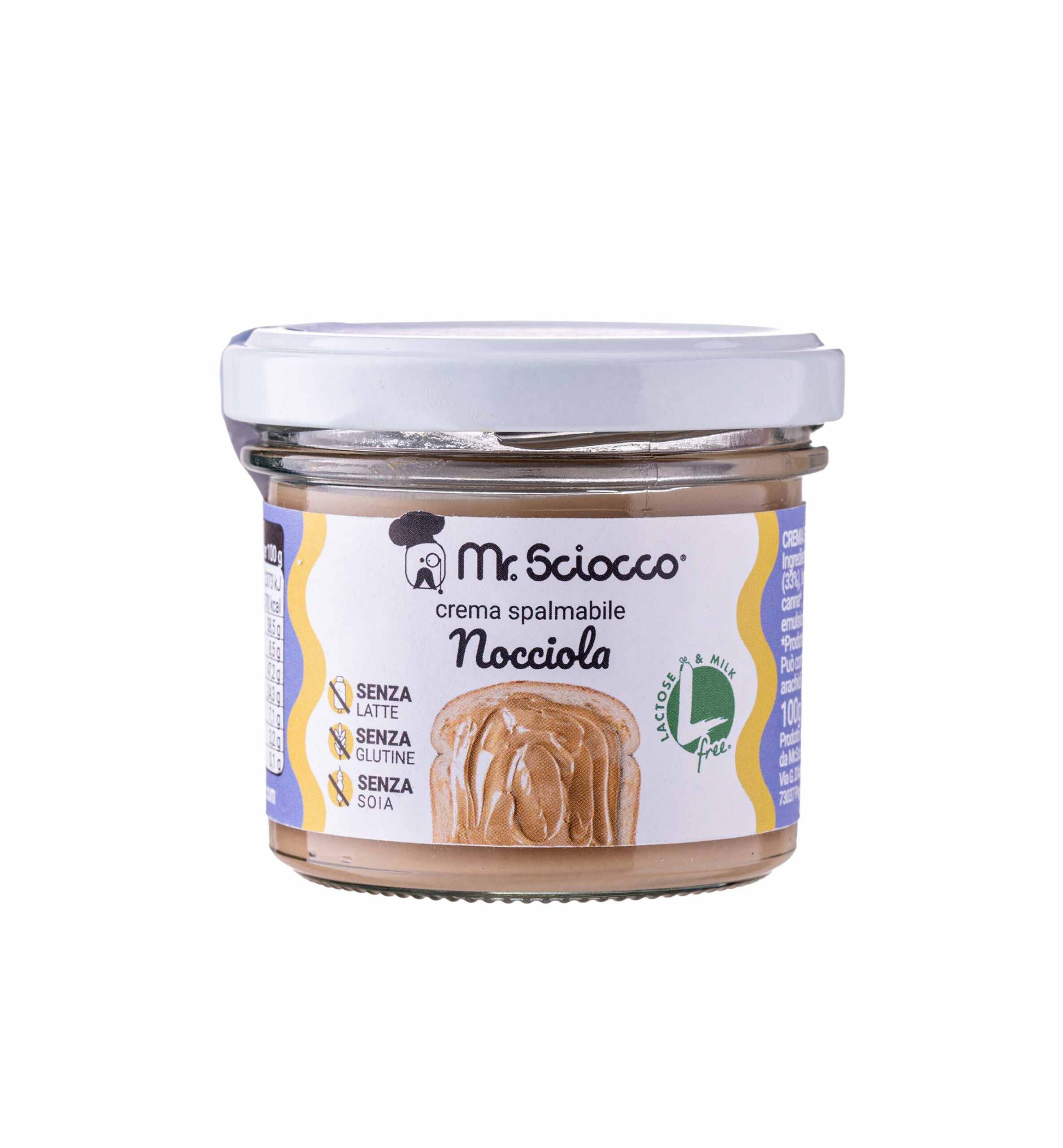 Crema spalmabile alla nocciola senza lattosio, glutine e soia, vegan