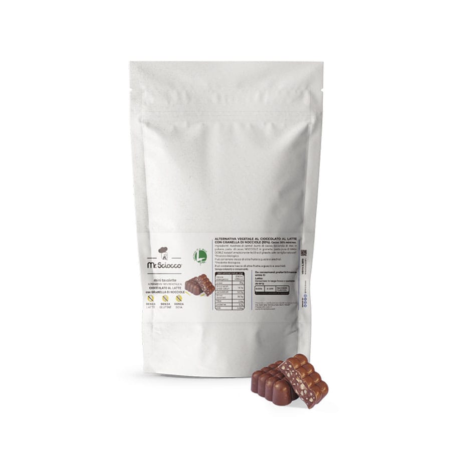 Cioccolato al latte senza lattosio glutine e soia in doypack da 500g