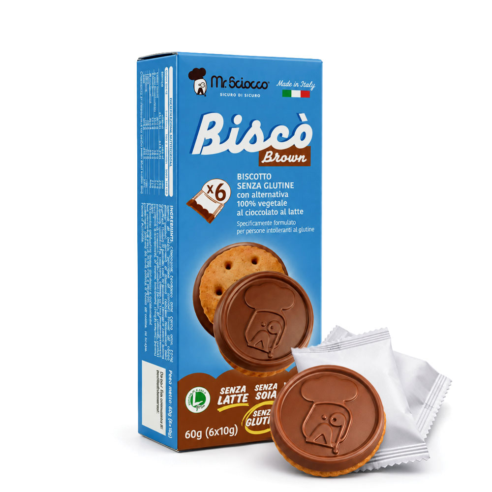 Biscò Brown con ALTERNATIVA 100% VEGETALE al cioccolato al latte - 60g